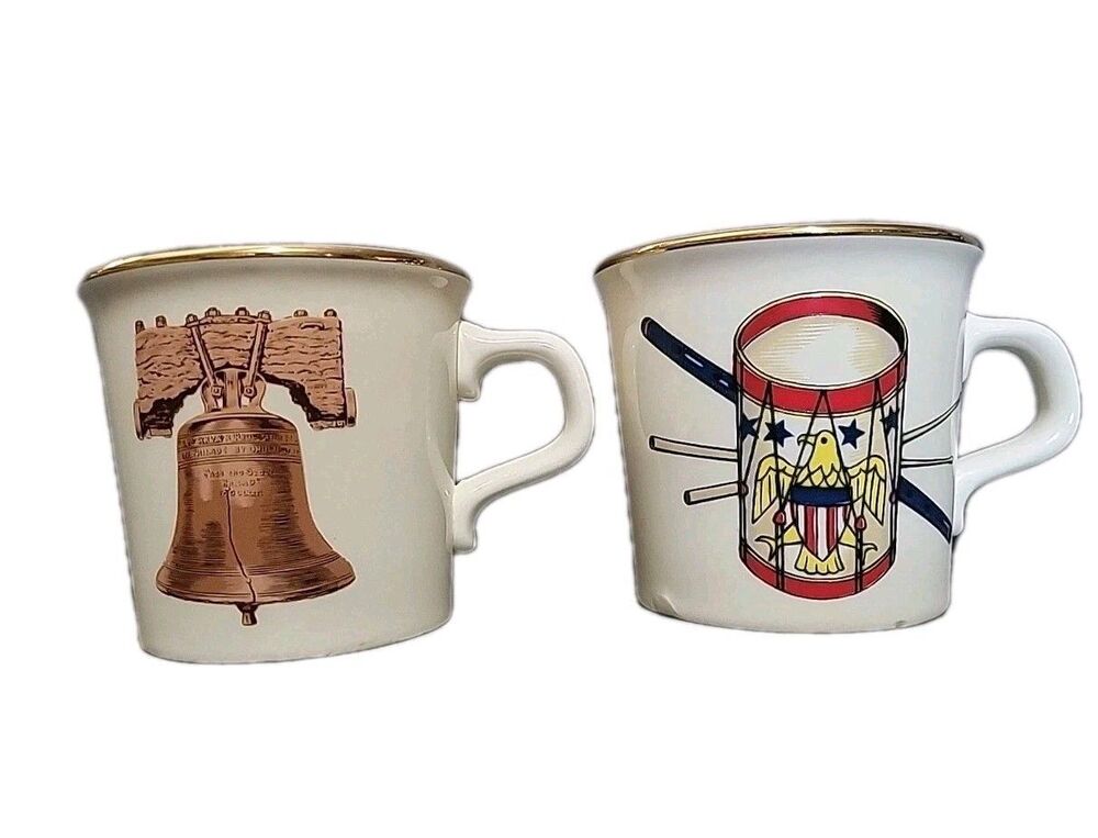 Taylor International USA Mugs - Liberty Bell & Drum - Gold Trim